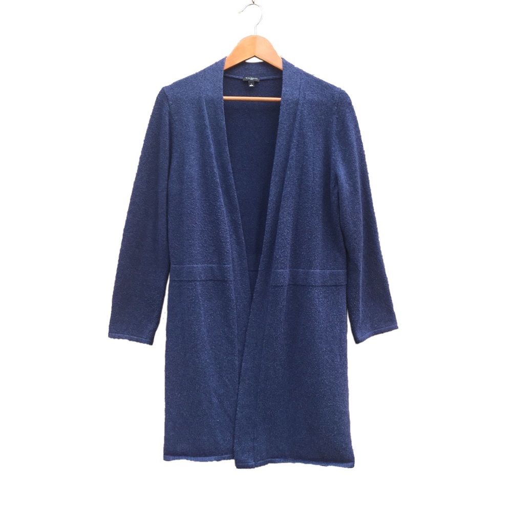 Talbot’s Open Cardigan Sweater Structured Back Vent Blue Plus Size X 12 14 16